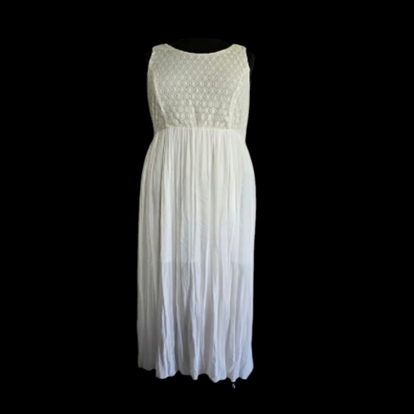 CATO Woman 26/28W Ivory Lace Semi sheer Maxi Dress Cottagecore Bridal Whimsical - Picture 5 of 10